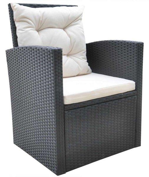Polyrattan Kültéri Étkezőgarnitúra - 6 részes - Fekete