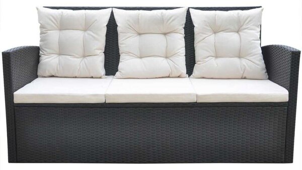 Polyrattan Kültéri Étkezőgarnitúra - 6 részes - Fekete