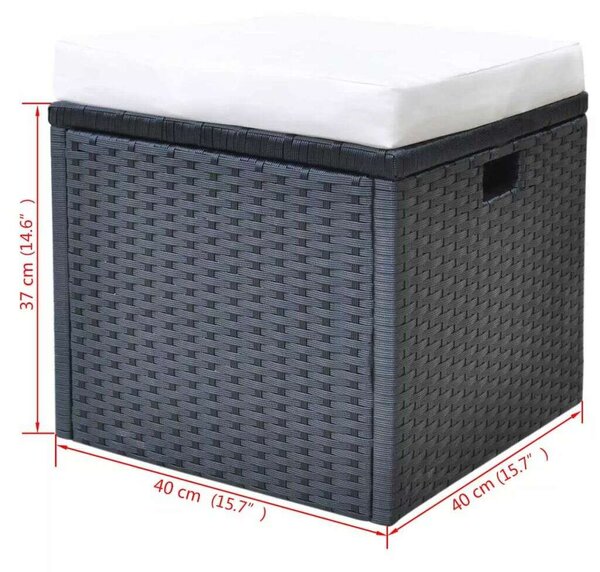Polyrattan Kültéri Étkezőgarnitúra - 6 részes - Fekete