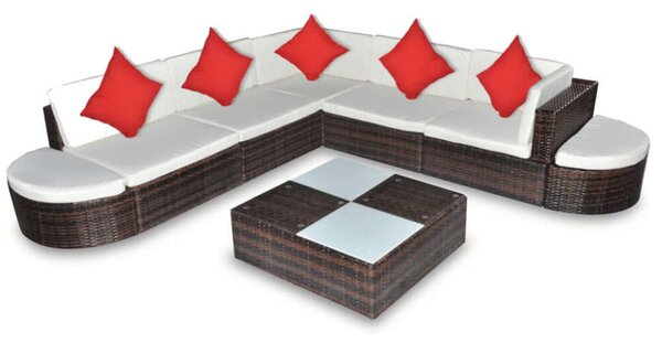 Polyrattan Kerti Bútorszett - 8 részes - Barna