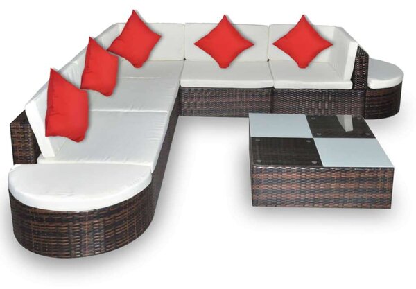 Polyrattan Kerti Bútorszett - 8 részes - Barna