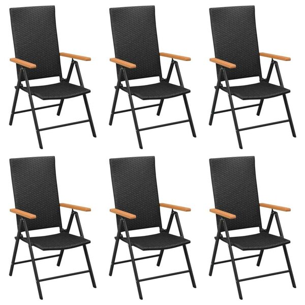 Polyrattan Kerti Étkezőgarnitúra - 7 részes - Fekete-Barna