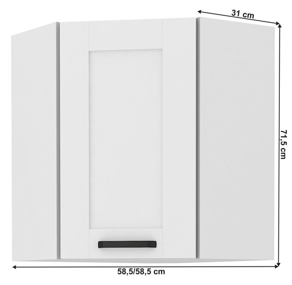 Felső szekrény sarokba, fehér, LULA 58x58 GN-72 1F