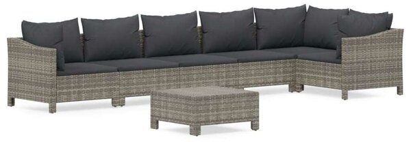 VidaXL Polyrattan Kerti Ülőgarnitúra - 7 részes - Szürke