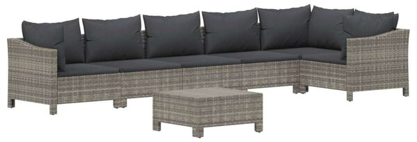 VidaXL Polyrattan Kerti Ülőgarnitúra - 7 részes - Szürke
