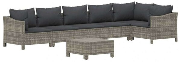 VidaXL Polyrattan Kerti Ülőgarnitúra - 7 részes - Szürke