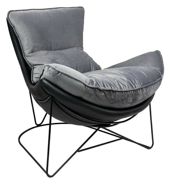 King Home Otilia Stand Fotel Bársony Sötétszürke Modern