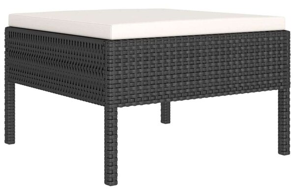 5 részes fekete polyrattan kerti ülőgarnitúra párnákkal