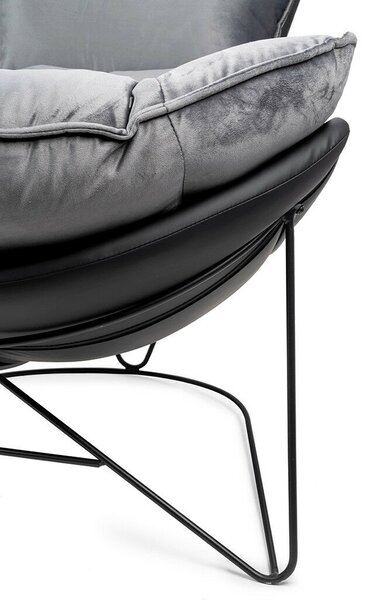 King Home Otilia Stand Fotel Bársony Sötétszürke Modern