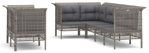 VidaXL 7 részes szürke polyrattan kerti ülőgarnitúra párnákkal