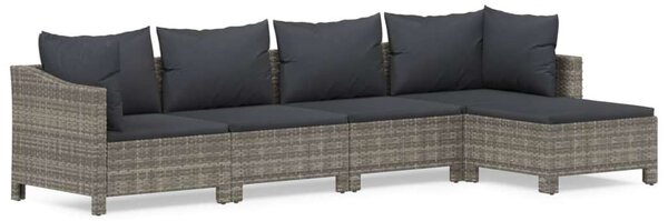 Polyrattan Kerti Ülőgarnitúra - 5 részes - Szürke
