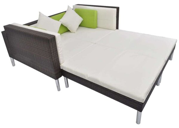 VidaXL 4-részes barna polyrattan kerti bútorszett párnákkal