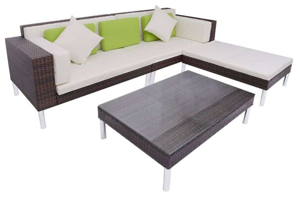 VidaXL 4-részes barna polyrattan kerti bútorszett párnákkal