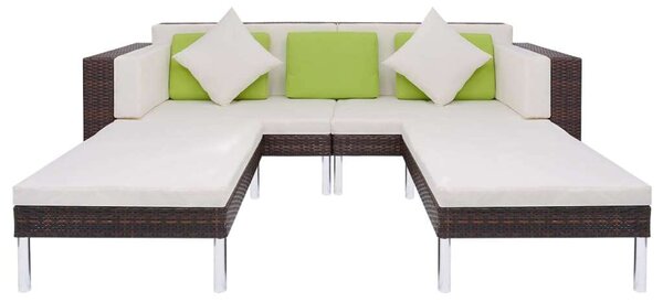 VidaXL 4-részes barna polyrattan kerti bútorszett párnákkal