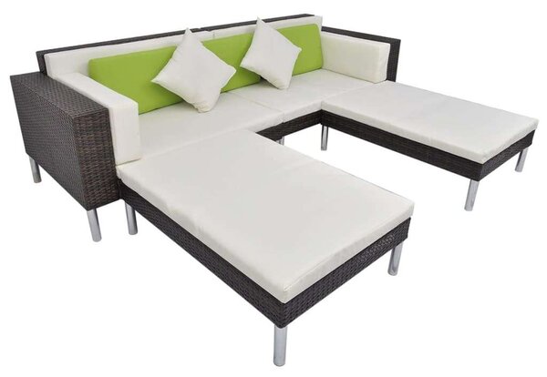 VidaXL 4-részes barna polyrattan kerti bútorszett párnákkal