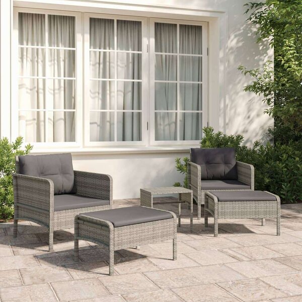 VidaXL 5 részes szürke polyrattan kerti ülőgarnitúra párnákkal
