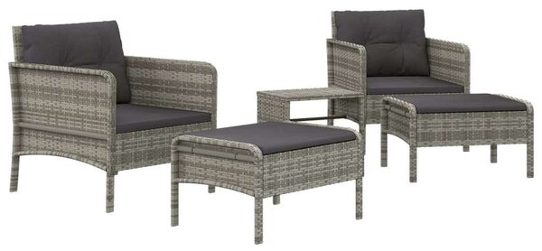 VidaXL 5 részes szürke polyrattan kerti ülőgarnitúra párnákkal