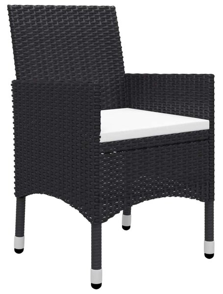 9 részes fekete polyrattan és üveg kerti étkezőgarnitúra