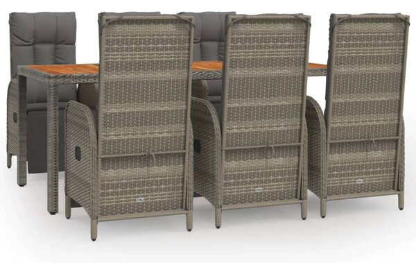 VidaXL 7 részes kerti étkezőgarnitúra - szürke polyrattan