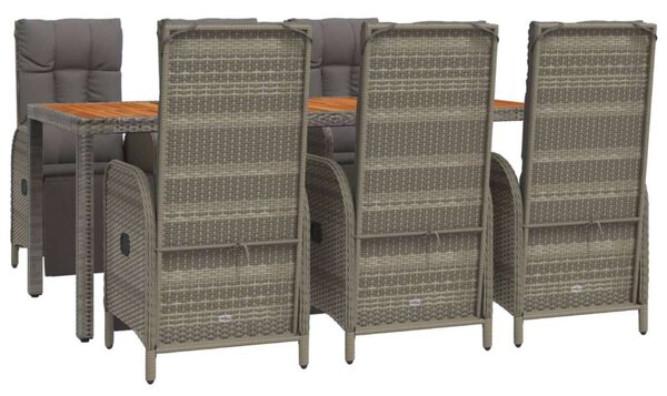 VidaXL 7 részes kerti étkezőgarnitúra - szürke polyrattan