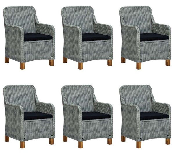 VidaXL 9 részes világosszürke polyrattan kültéri étkezőszett párnákkal