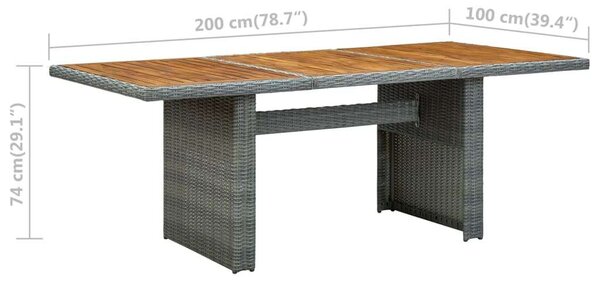 VidaXL 9 részes világosszürke polyrattan kültéri étkezőszett párnákkal
