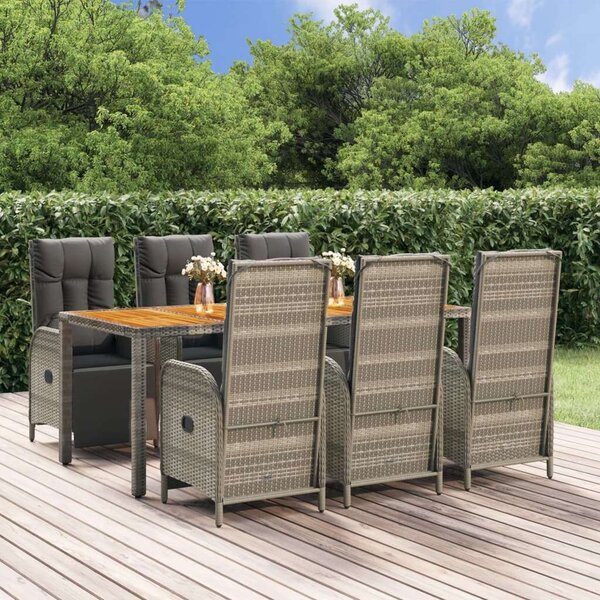 VidaXL 7 részes kerti étkezőgarnitúra - szürke polyrattan