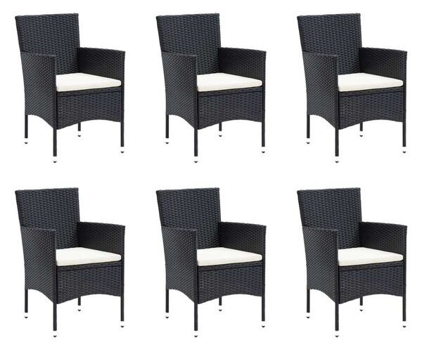 VidaXL Kerti Étkezőgarnitúra - 7 részes - Fekete Polyrattan