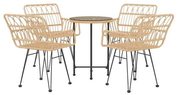 VidaXL Polyrattan Kerti Étkezőgarnitúra - 5 részes