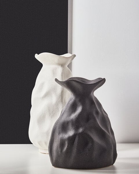Virágtartó váza COONTAIL Kőcserép 31 cm Fekete