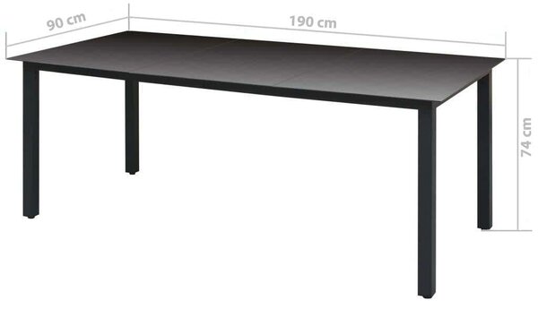 VidaXL Kerti Étkezőgarnitúra - 7 részes - Fekete Polyrattan