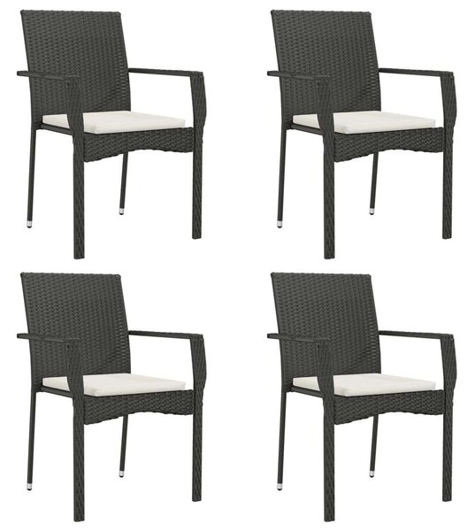 VidaXL 5 részes fekete polyrattan kerti étkezőgarnitúra párnákkal