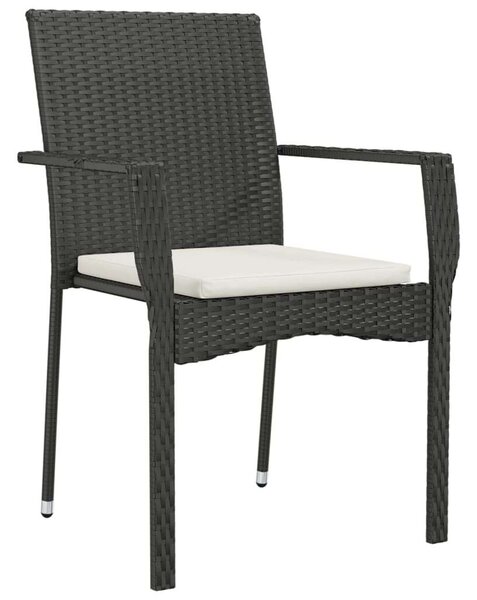 VidaXL 5 részes fekete polyrattan kerti étkezőgarnitúra párnákkal