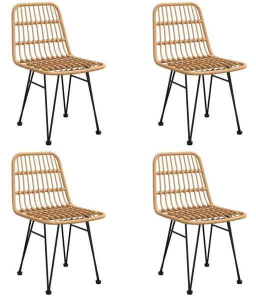 Polyrattan Kerti Étkezőgarnitúra - 5 részes - Fekete Asztal, Bézs Székek