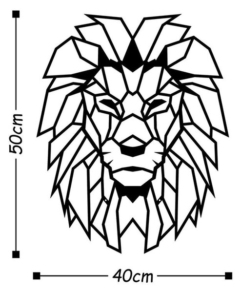 Fém fali dekoráció, oroszlán, fekete - LION