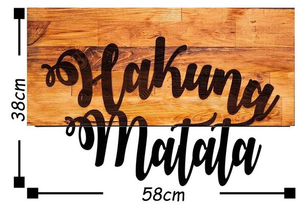 Fali dekoráció, Hakuna Matata felirattal, diófa-fekete - HAKUNA
