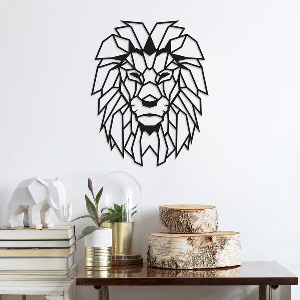 Fém fali dekoráció, oroszlán, fekete - LION