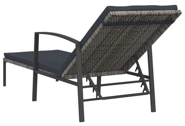 VidaXL Napozóágy - Polyrattan - Szürke - 195cm