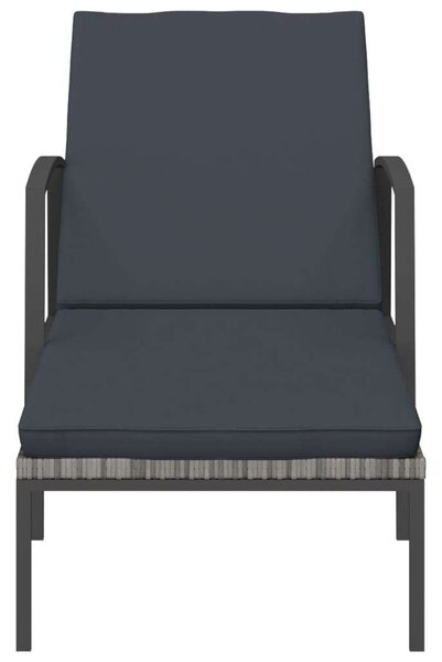 VidaXL Napozóágy - Polyrattan - Szürke - 195cm