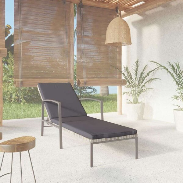 VidaXL Napozóágy - Polyrattan - Szürke - 195cm