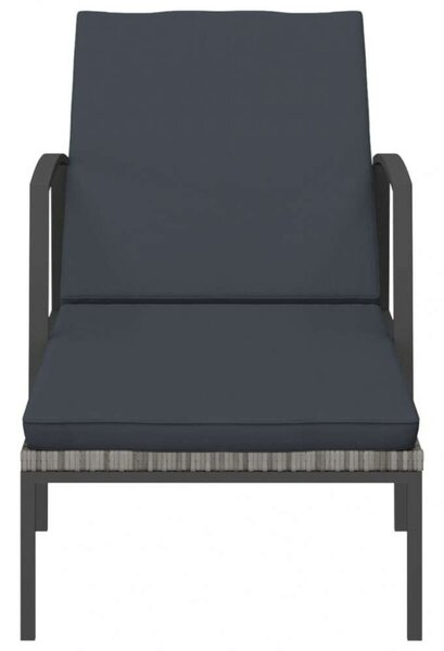 VidaXL Napozóágy - Polyrattan - Szürke - 195cm