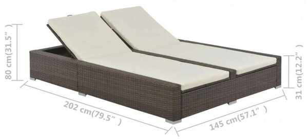 RelaxDays - Kétszemélyes Napozóágy - Polyrattan - Barna