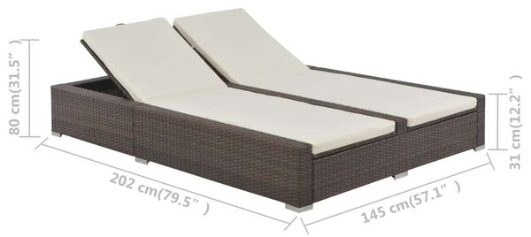 RelaxDays - Kétszemélyes Napozóágy - Polyrattan - Barna