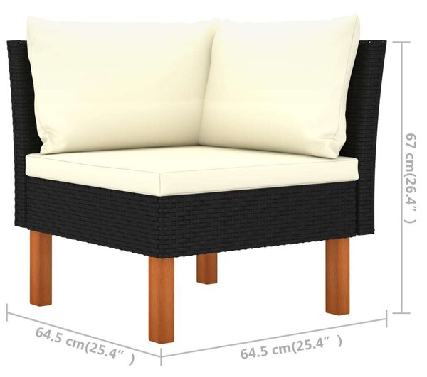 Polyrattan Kerti Ülőgarnitúra - 7 részes - Fekete