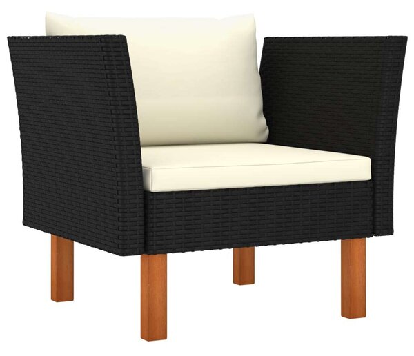 Polyrattan Kerti Ülőgarnitúra - 7 részes - Fekete