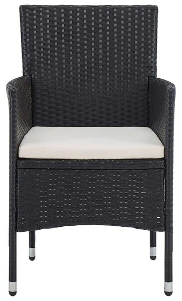 Kültéri Étkezőgarnitúra - 5 részes - Fekete Polyrattan