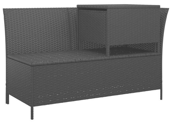 3 részes fekete polyrattan kerti ülőgarnitúra párnákkal