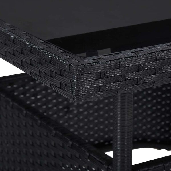 Kültéri Étkezőgarnitúra - 5 részes - Fekete Polyrattan