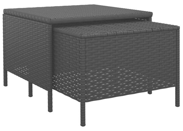 3 részes fekete polyrattan kerti ülőgarnitúra párnákkal