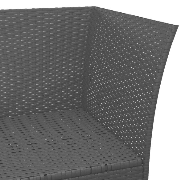 3 részes fekete polyrattan kerti ülőgarnitúra párnákkal